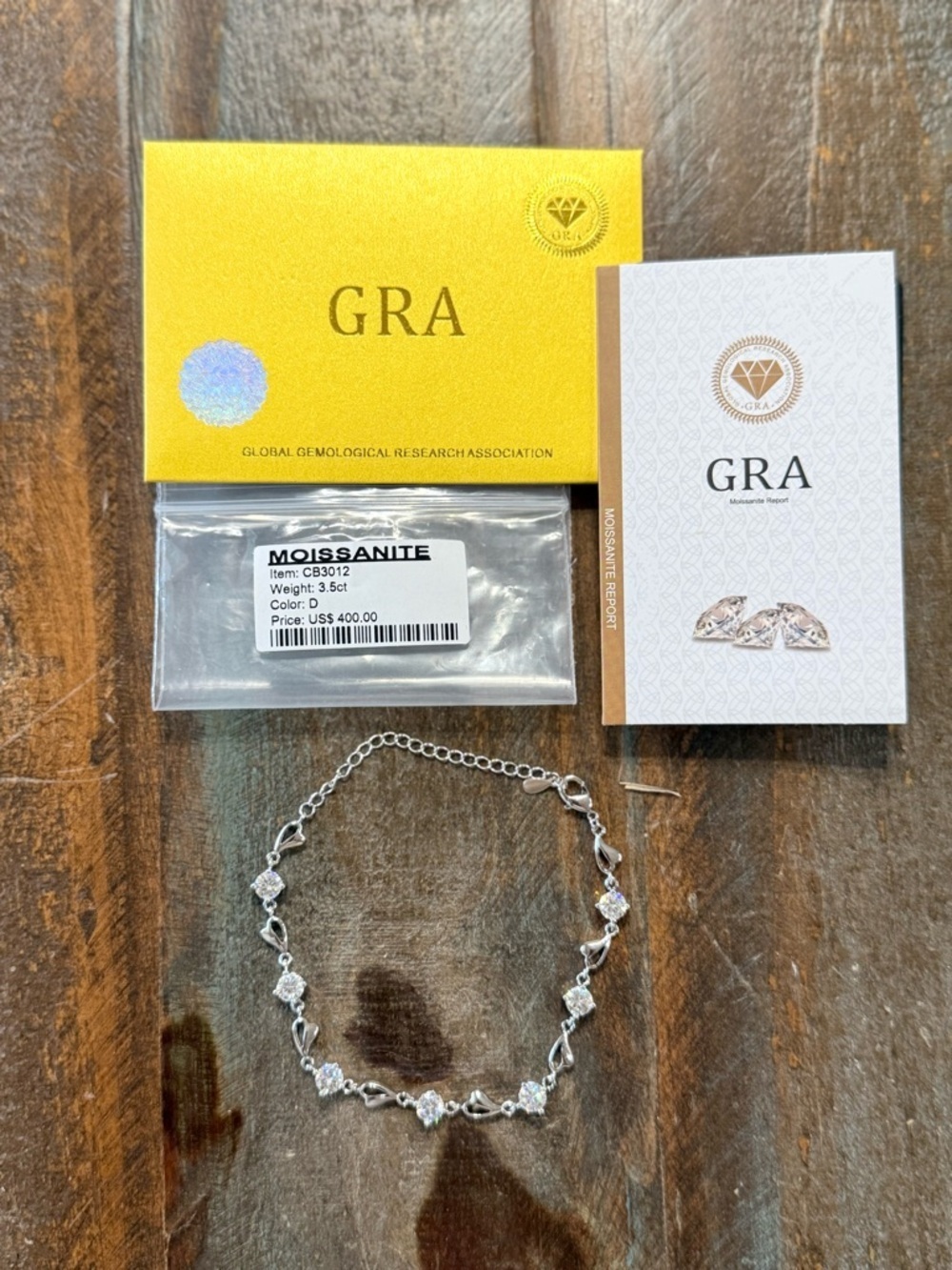 Moissanite 925 Sterling Silver Heart Link Bracelet 3.5ct GRA Certified NWT